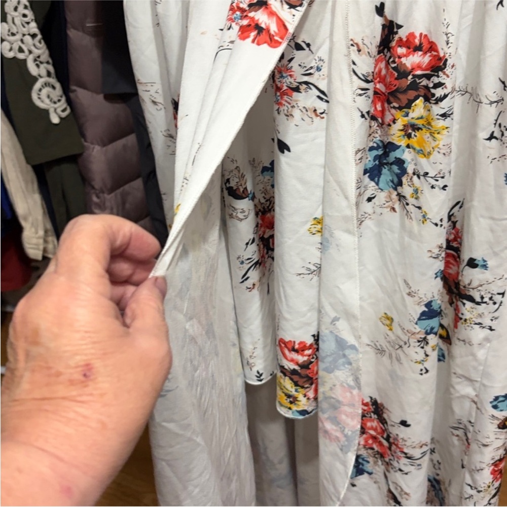 πΈ Floral Wrap Maxi Dress | White | Flutter Sleeves | Size 4X πΈ - Picture 3 of 5